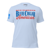 Patriotic Grit Tee for Red Blooded Americans. baby blue