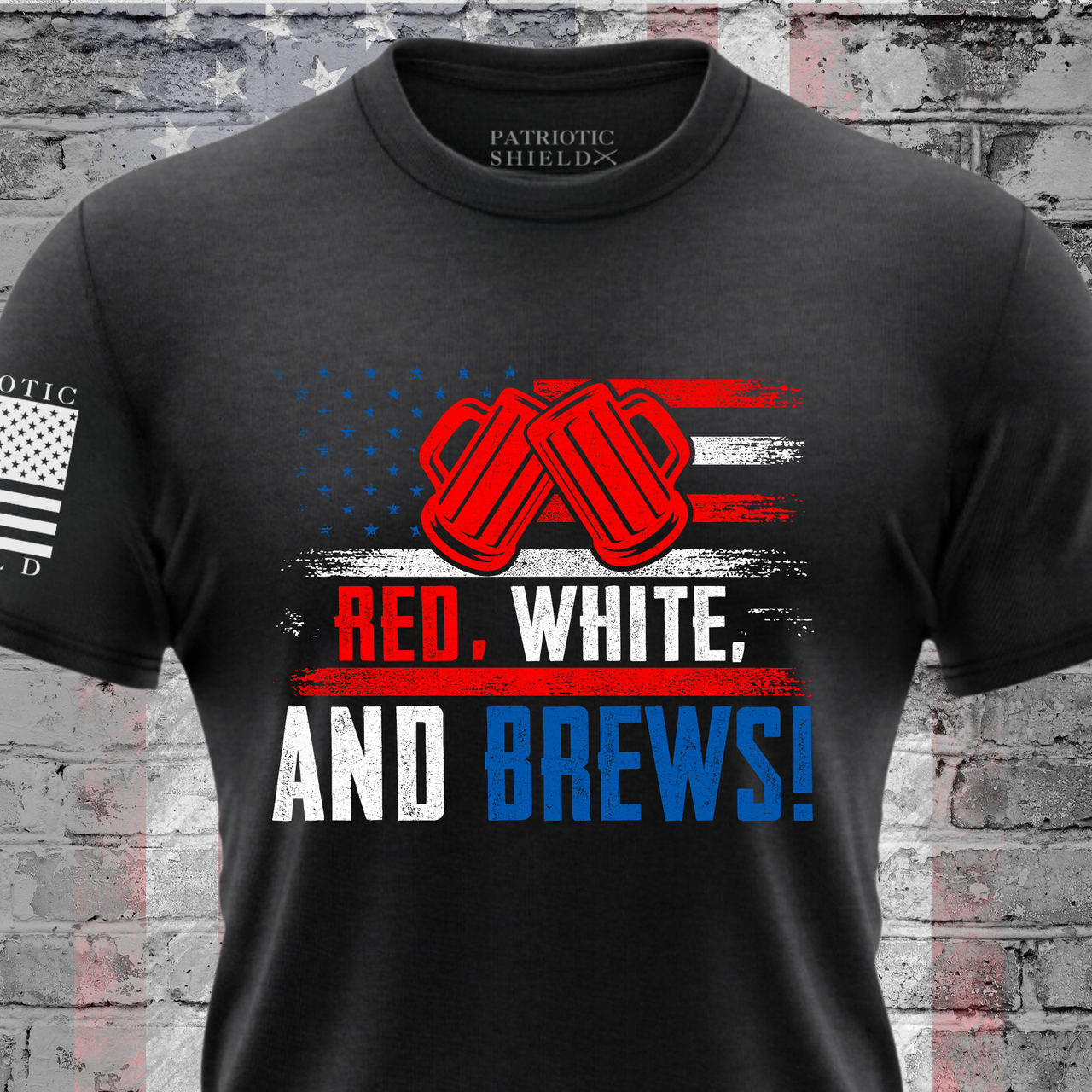 Red White & Brews T-Shirt - Patriotic Drinking Shirt