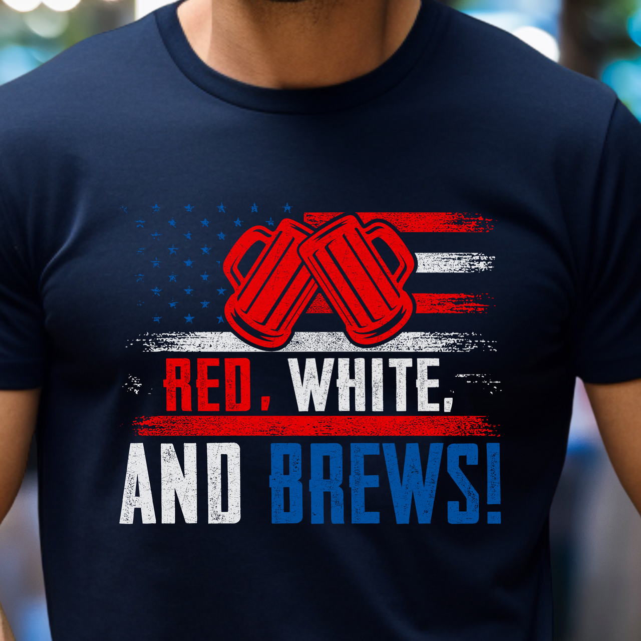 American Flag Party Shirt - Freedom and Brews