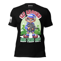 Funny patriotic Christmas elf graphic teefor freedom loving American patriots. black
