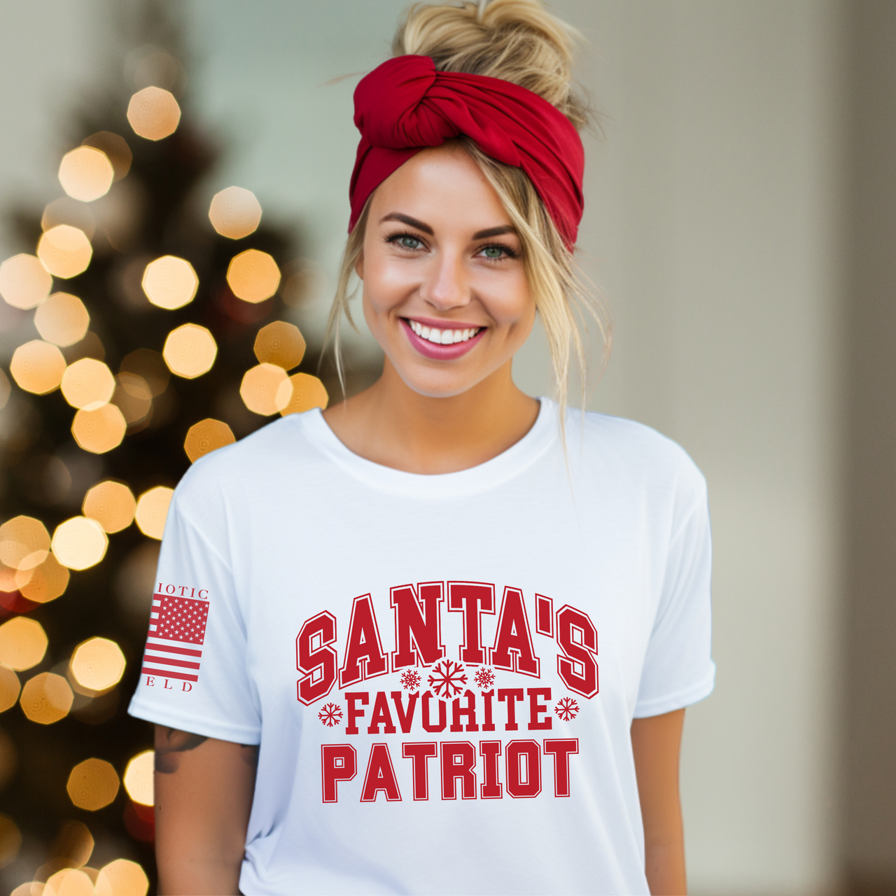 Festive Patriotic Christmas Shirt - Santa Loves Freedom