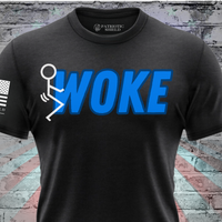 Screw Woke T-Shirt with American Flag – front design view