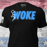 Screw Woke T-Shirt with American Flag – front design view