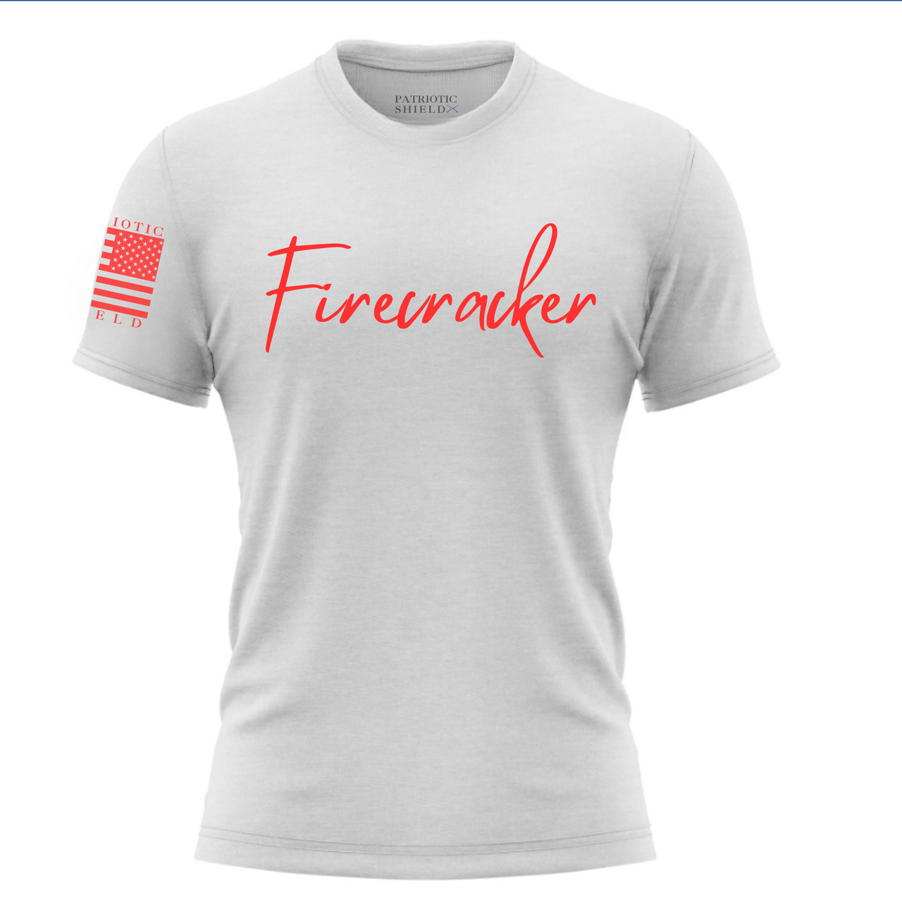 Comfortable and bold patriotic Sexy Firecracker Women's T-Shirt for summer fun. White