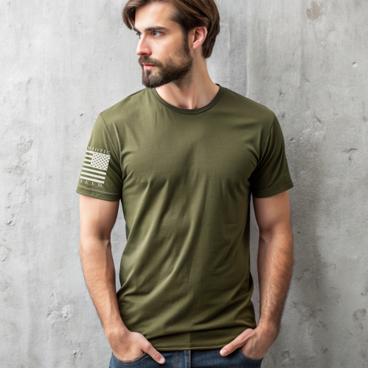 Classic Flag Military Green T-Shirt