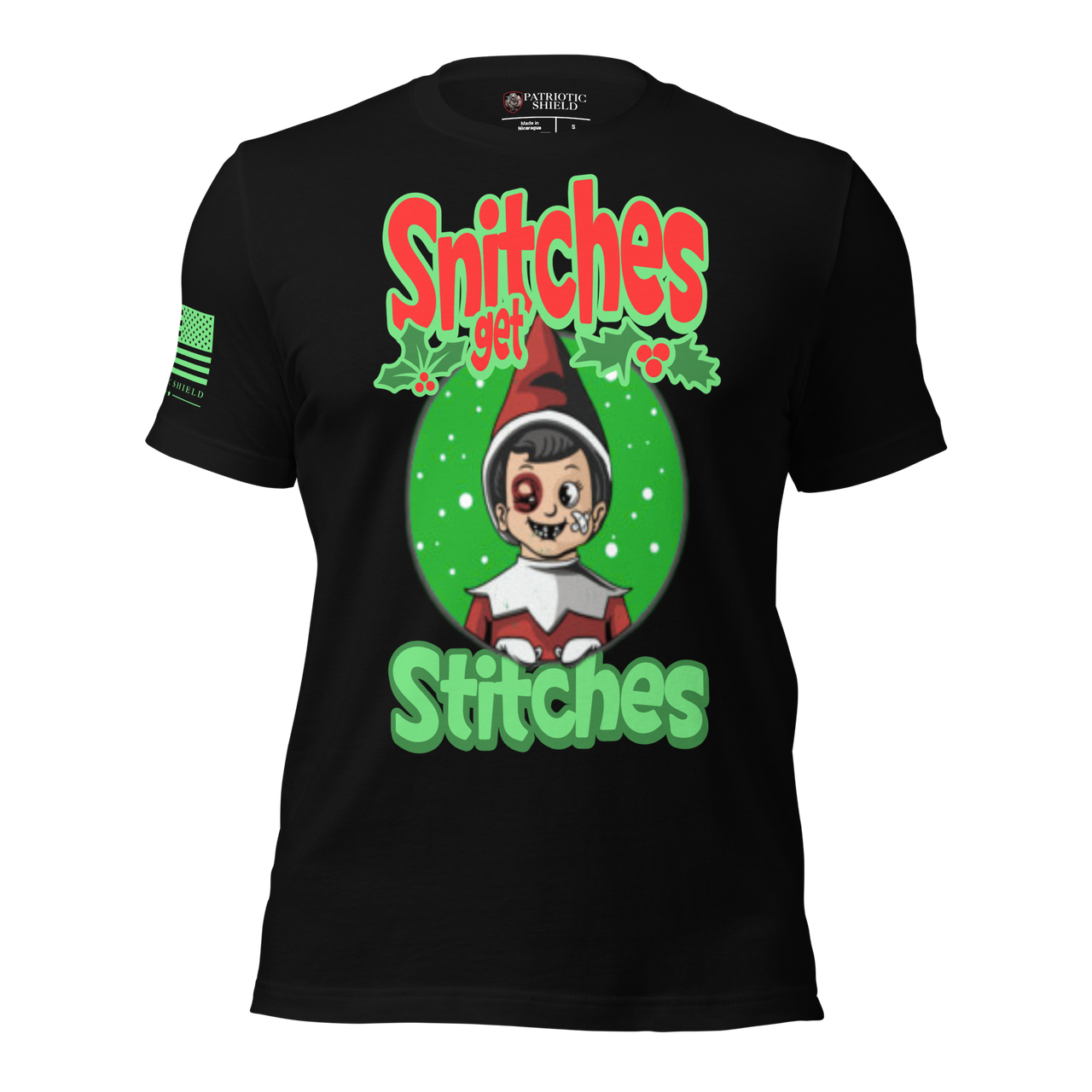 Funny holiday graphic tee for men and women. black