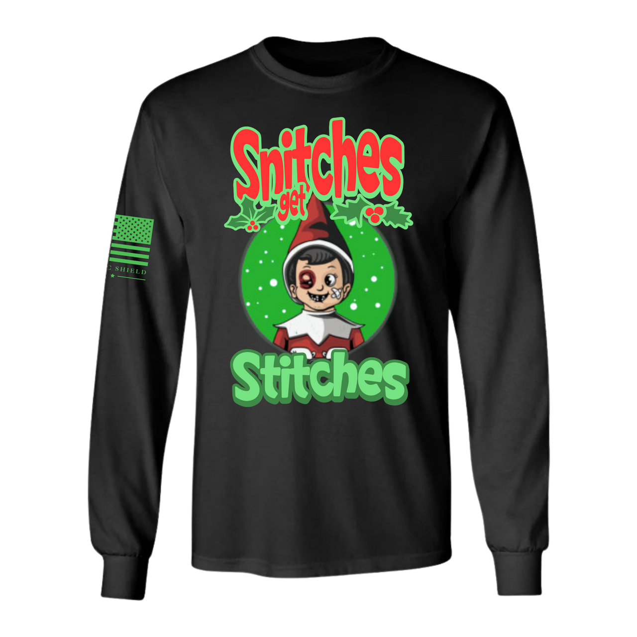 funny-christmas-shirt-veteran-family-owned. black