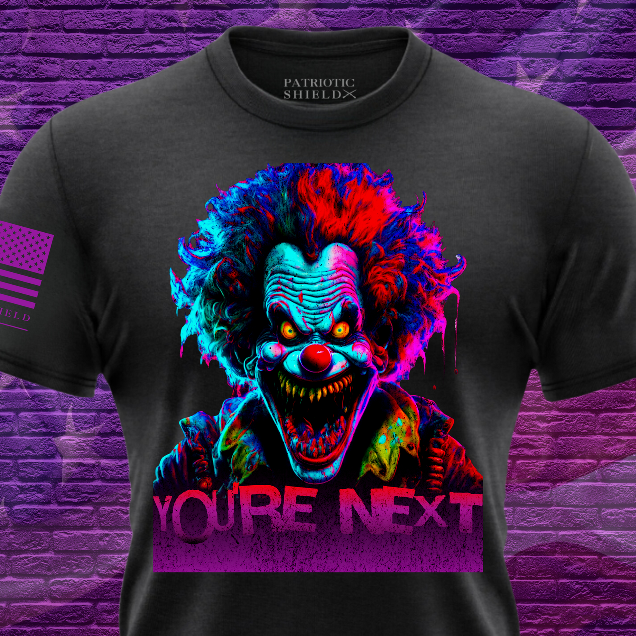 Sinister clown horror t-shirt scary Halloween patriotic apparel
