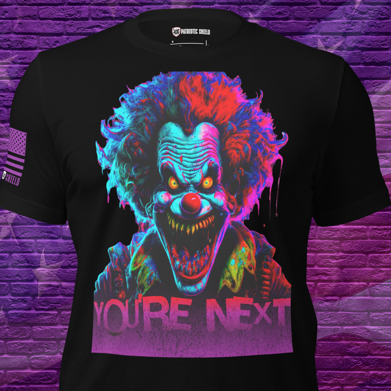 Sinister clown horror t-shirt scary Halloween patriotic apparel