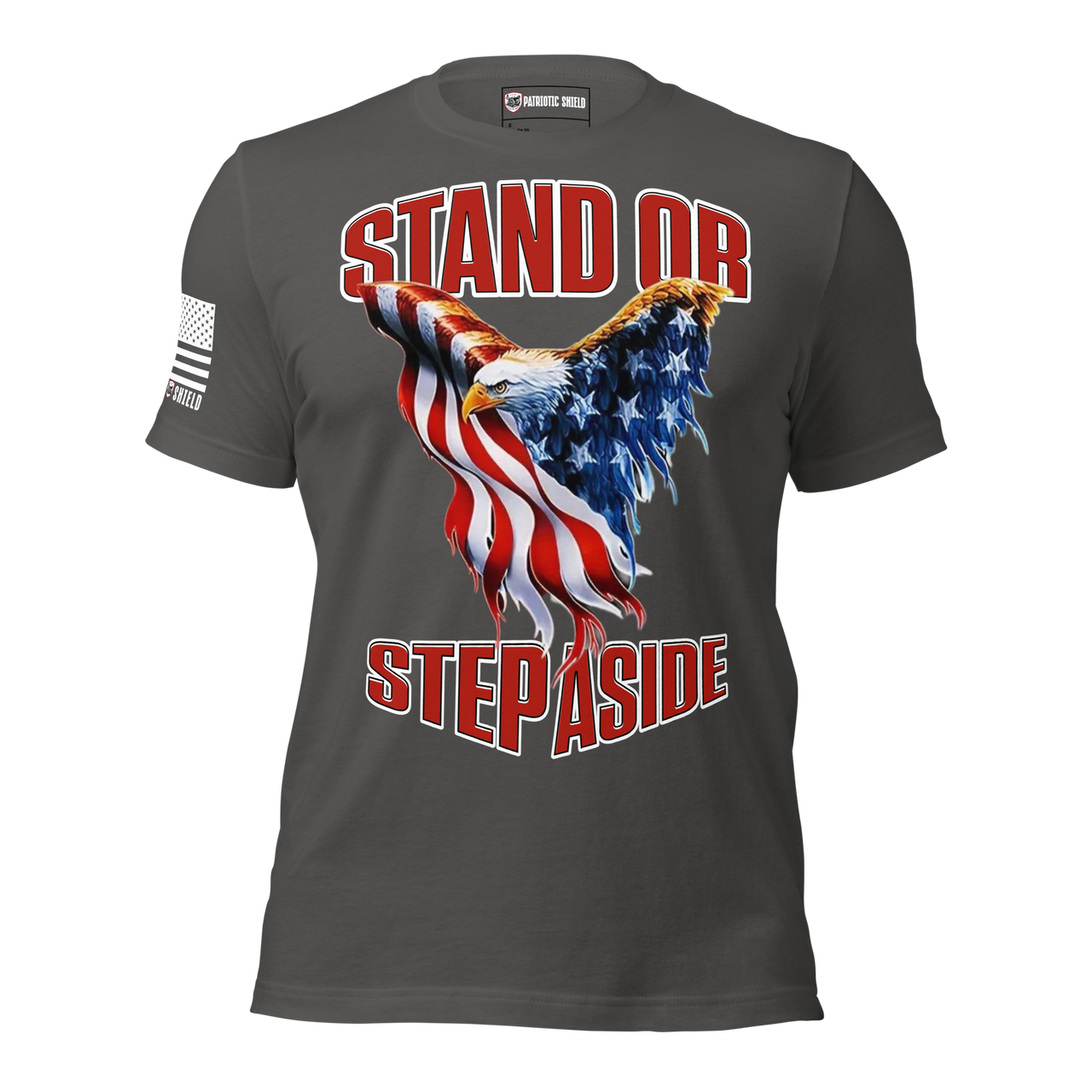 Patriotic STAND STRONG tee American strength apparel. asphalt