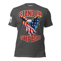 Patriotic STAND STRONG tee American strength apparel. asphalt