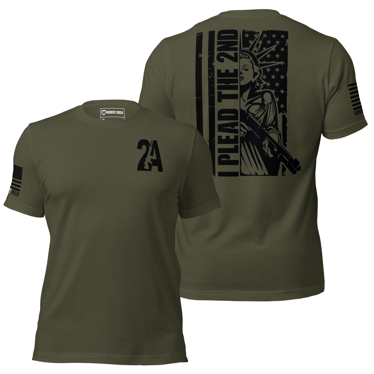 Comfortable pro-2A shirt for patriots. Military Green