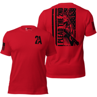 Second Amendment t-shirt supporting gun rights. red