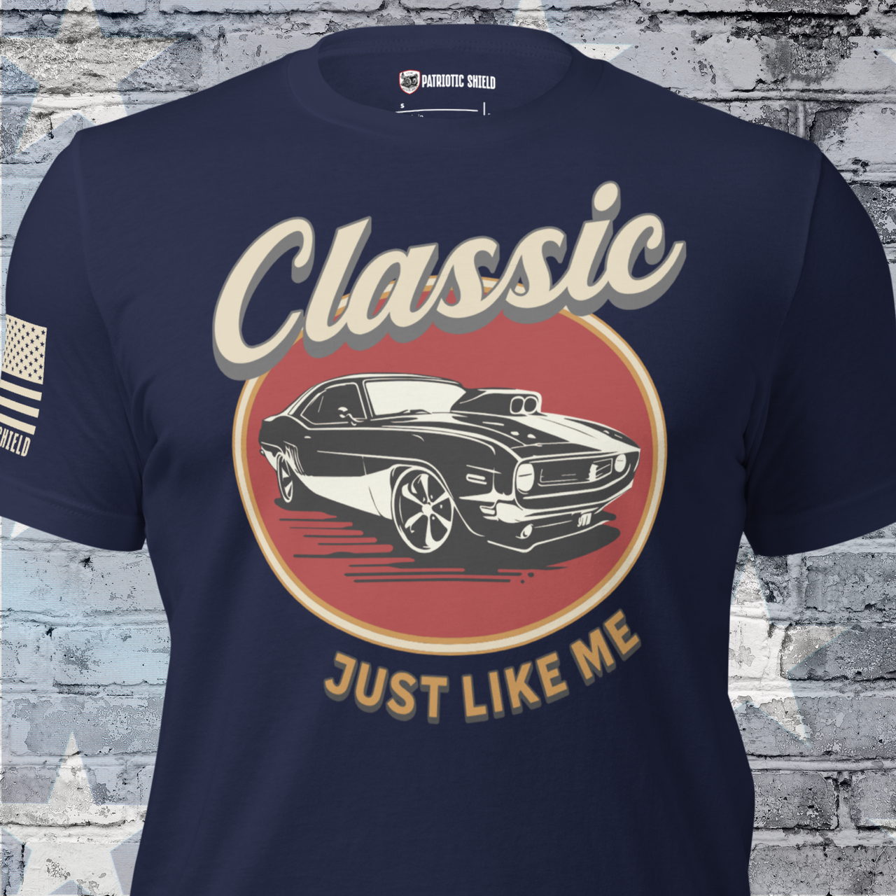 funny dad shirt just like me vintage car design.