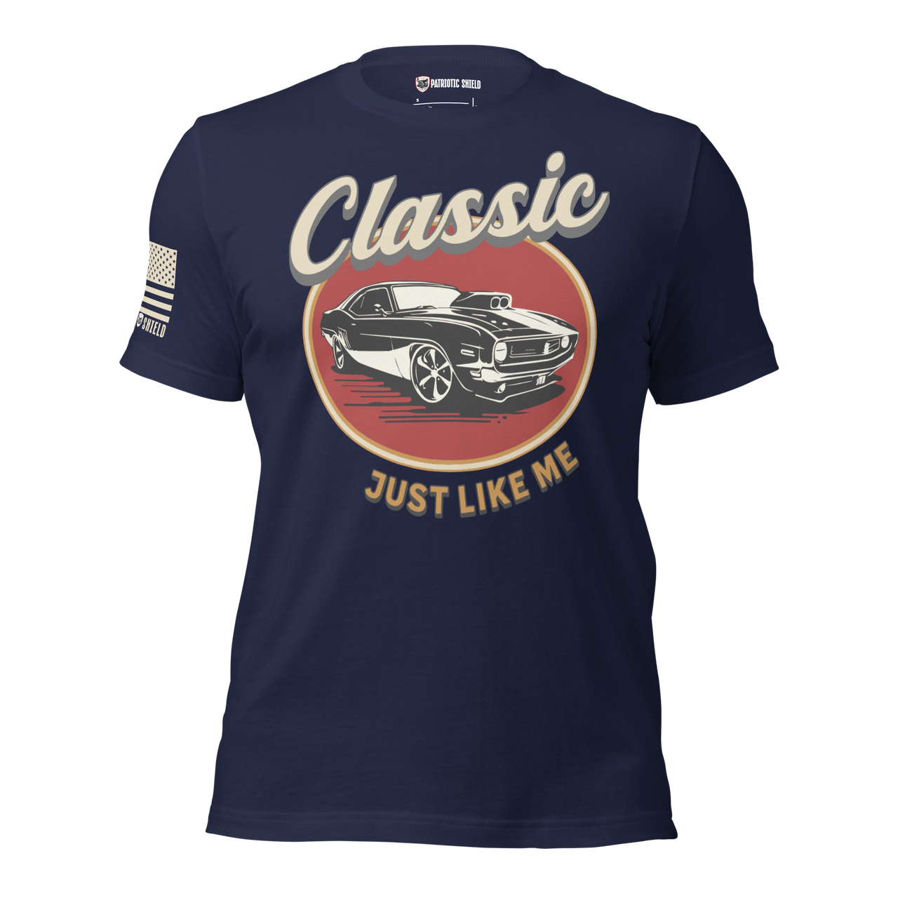 vintage muscle car t shirt funny dad patriotic apparel. navy