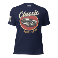 vintage muscle car t shirt funny dad patriotic apparel. navy