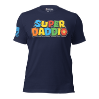 Veteran-Family-Owned Patriotic Dad Shirt - Super Daddio Gamer Apparel. navy
