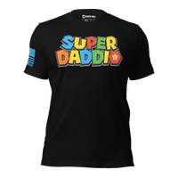 Super Daddio T-Shirt - Funny patriotic Dad Shirt with american flag perfect gift for Father’s Day. black