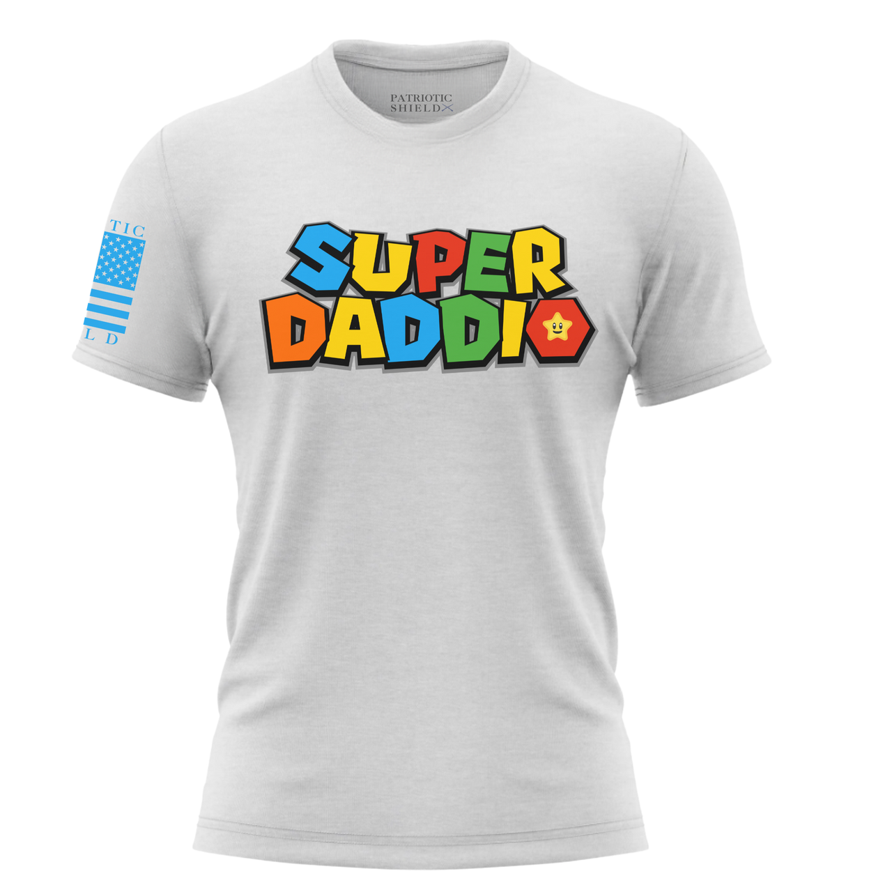 Soft & Comfortable USA Dad Shirt - Super Daddio Game-Inspired Tee. white