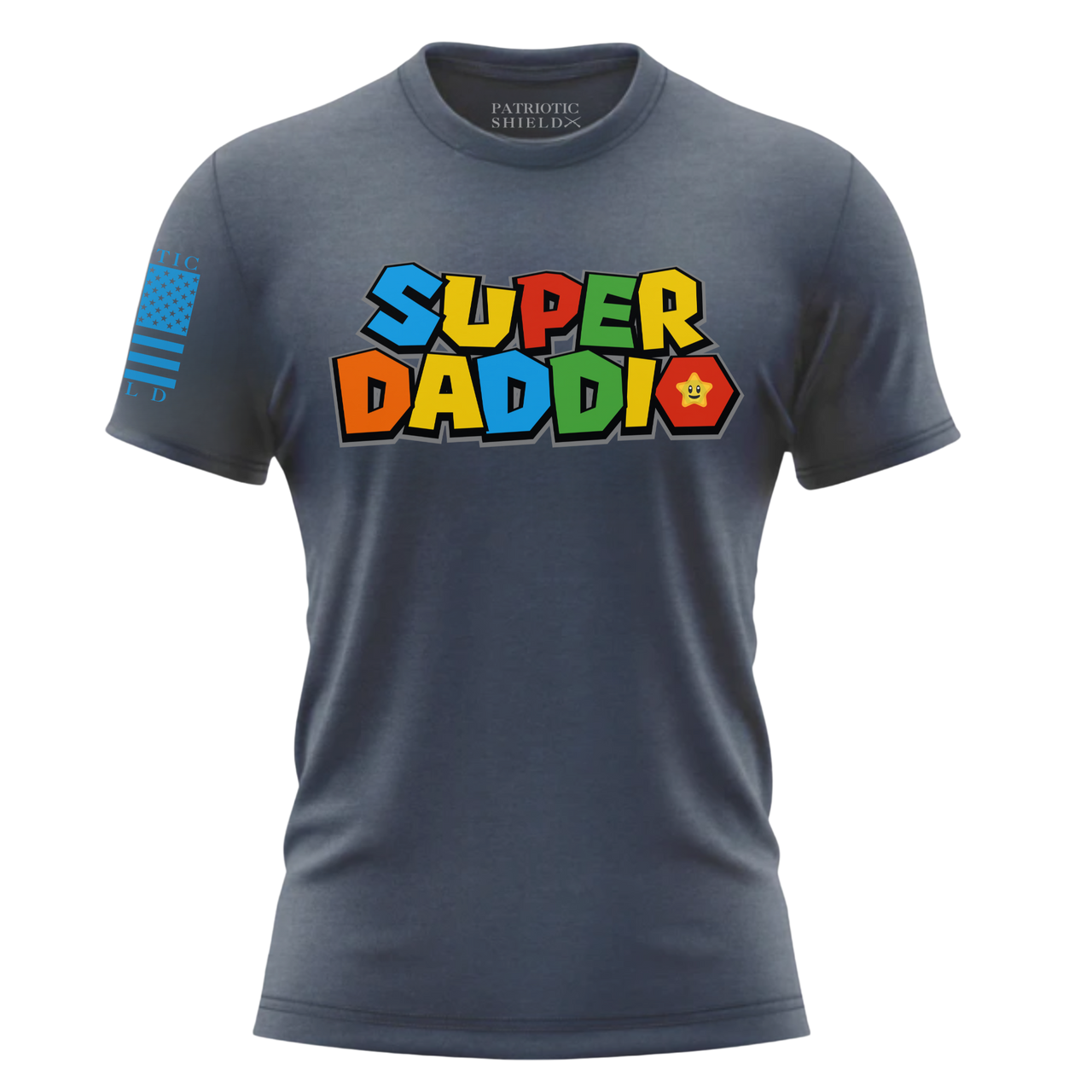 Veteran-Family-Owned Patriotic Dad Shirt - Super Daddio Gamer Apparel. navy