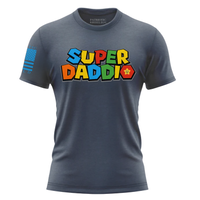 Thumbnail for Veteran-Family-Owned Patriotic Dad Shirt - Super Daddio Gamer Apparel. navy