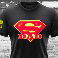 Thumbnail for Superhero-themed Superdad patriotic tee for fathers