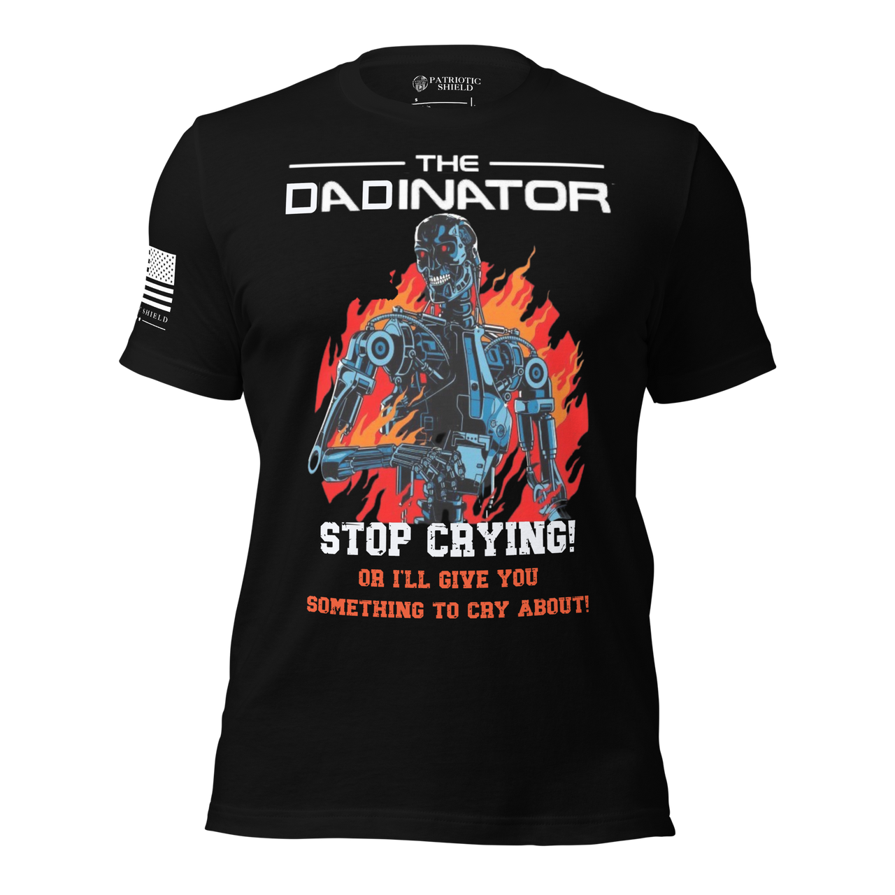 Funny Father’s Day shirt “stop crying” slogan