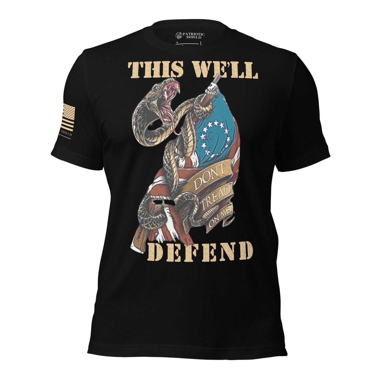 Ultra-soft This We'll Defend patriotic tee. black