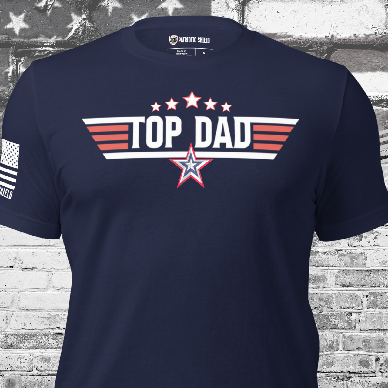 Top Dad T-shirt with Top Gun-inspired logo for the patriotic father's