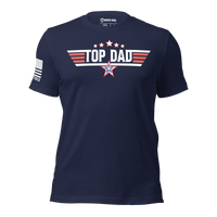 Comfortable and stylish Top Dad T-shirt for cool, freedom, USA-loving dads. Navy shirt