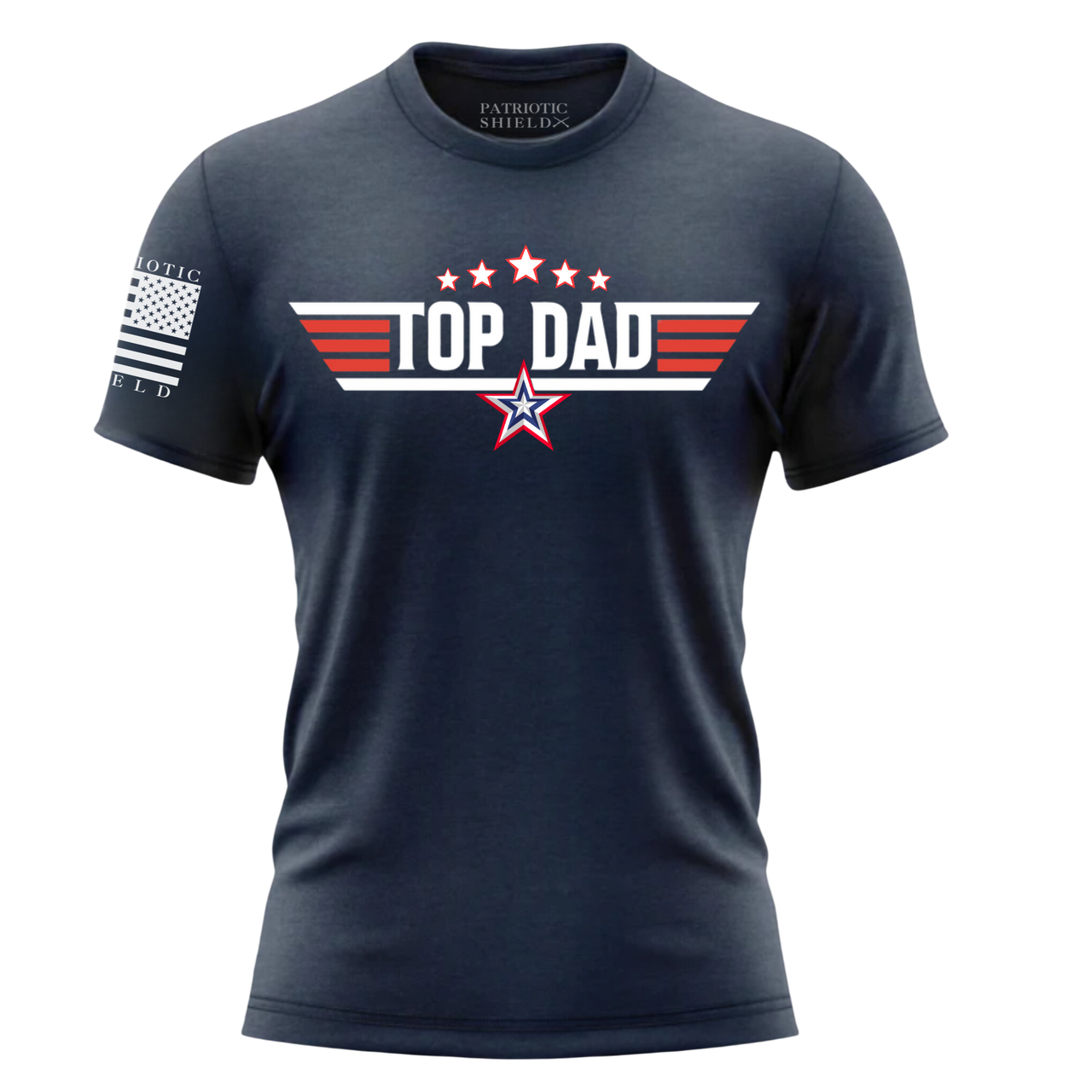 Comfortable and stylish Top Dad T-shirt for cool, freedom, USA-loving dads. Navy shirt