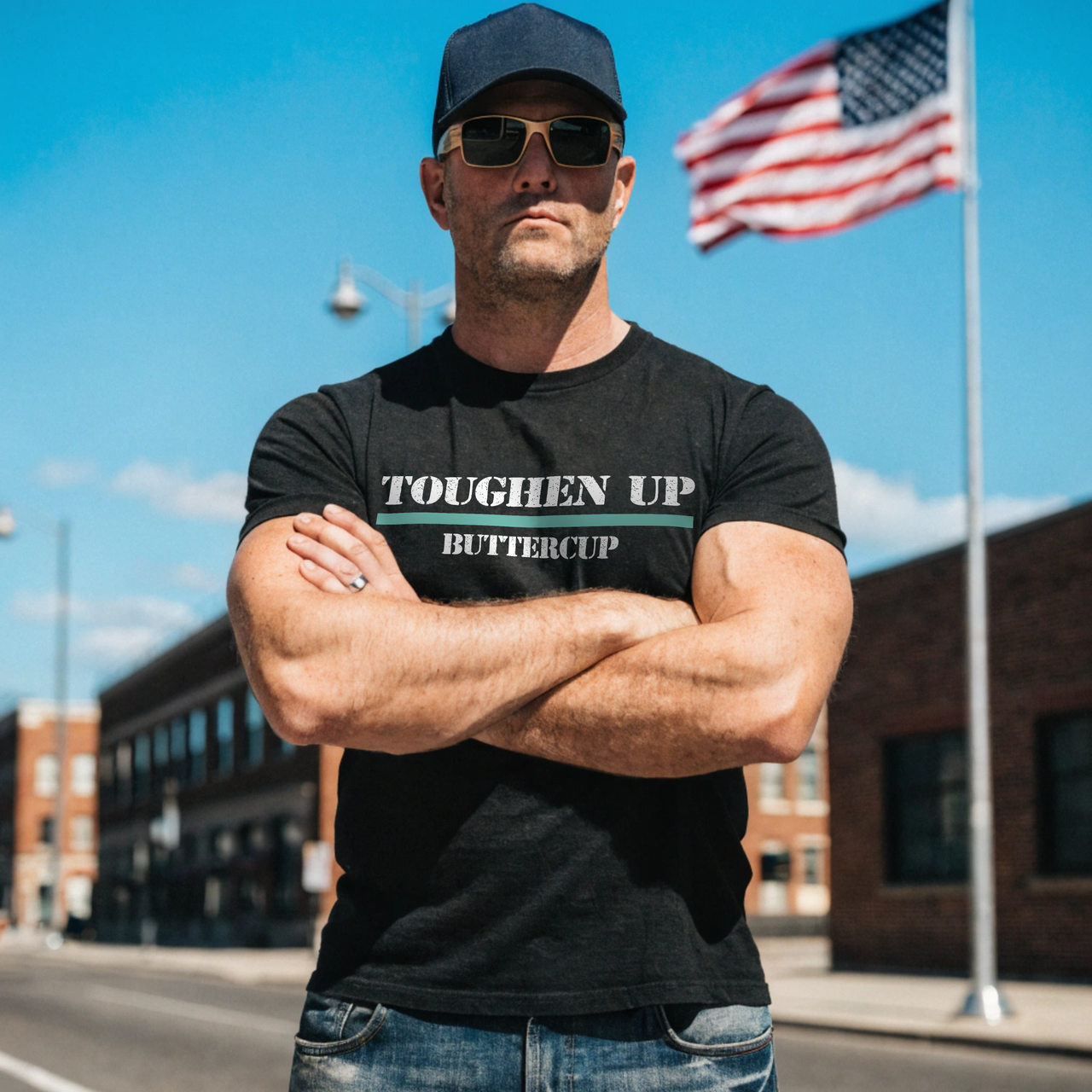 Masculine no excuses graphic t-shirt for patriots