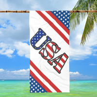 USA patriotic beach towel with red white and blue American flag design