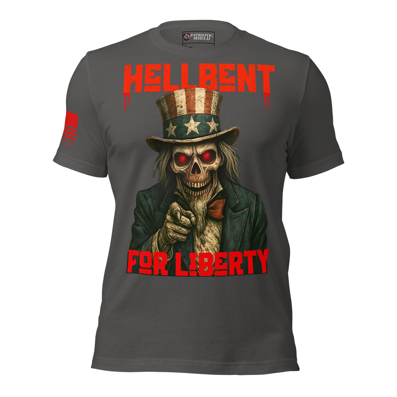 dark liberty and freedom rebellion graphic tee. asphalt
