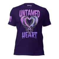 Powerful Women’s Graphic Tee with Untamed Heart Design. team purple