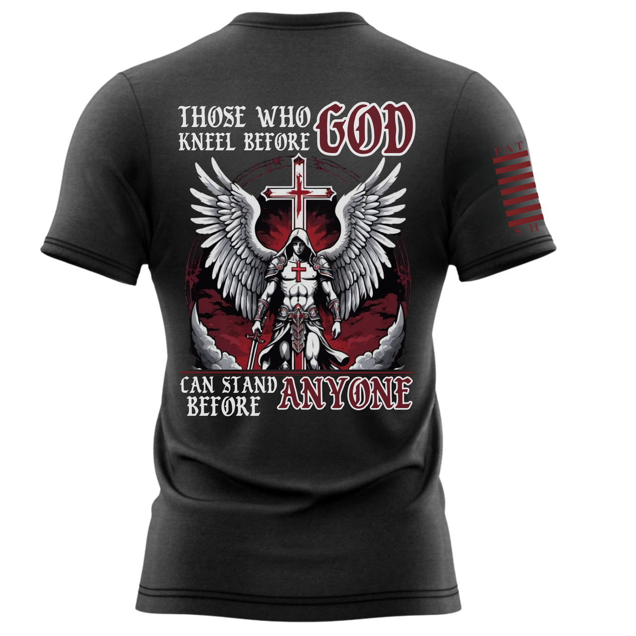 Inspirational Faith Unshaken T-Shirt for proud warriors of faith.