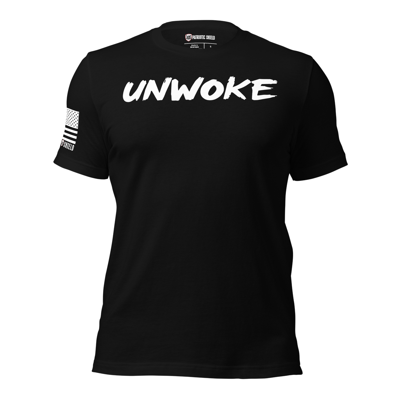 Bold conservative shirt pushing back on woke culture. black