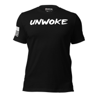 Bold conservative shirt pushing back on woke culture. black