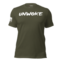 Defiant pro-America t-shirt with strong political message. military green