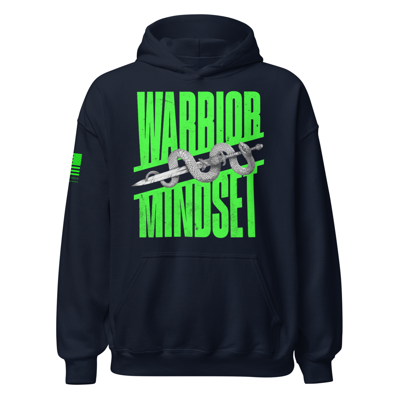 Defiant Warrior Hoodie Veteran Family Owned Patriotic Brand. navy