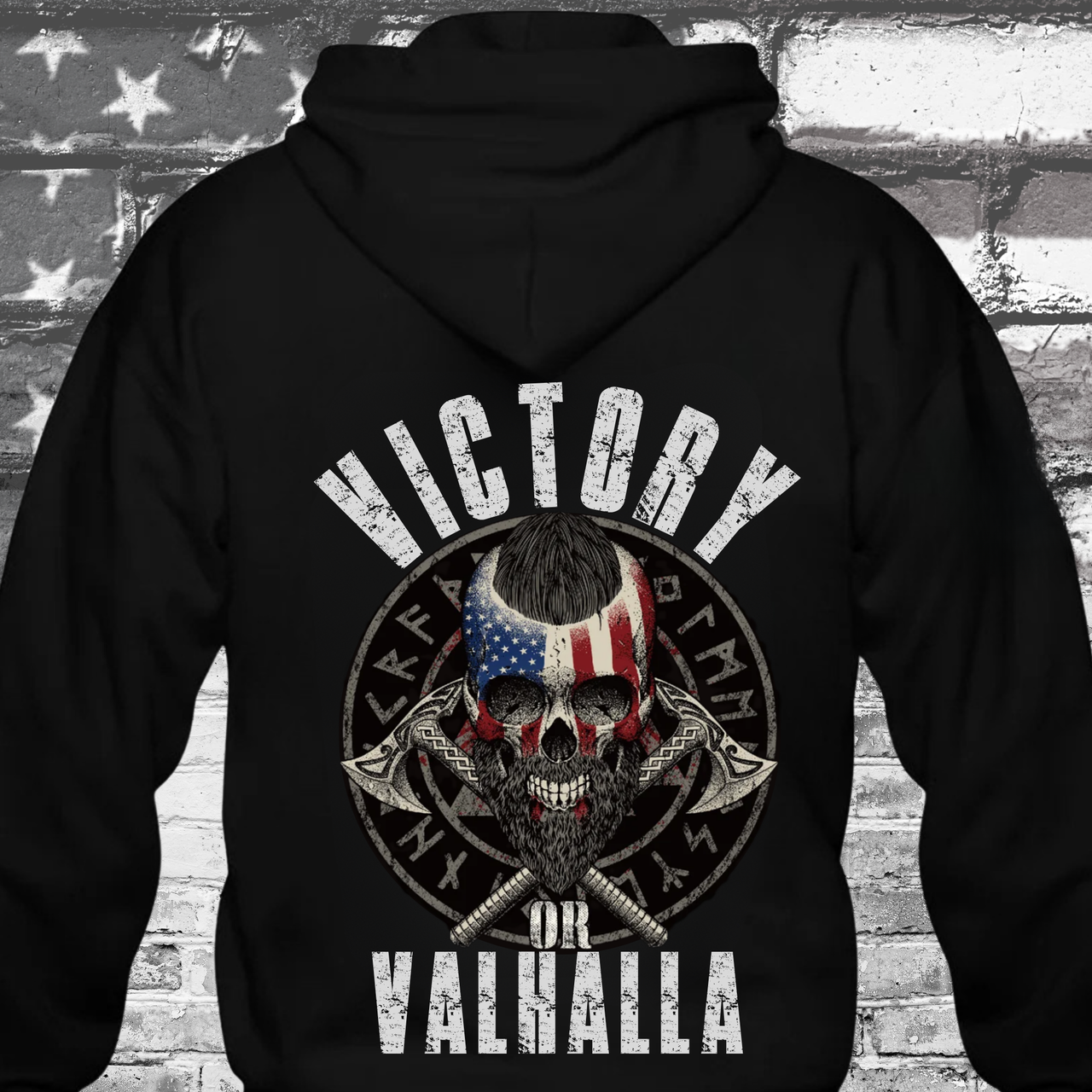 Victory or Valhalla Hoodie Patriotic Warrior Apparel