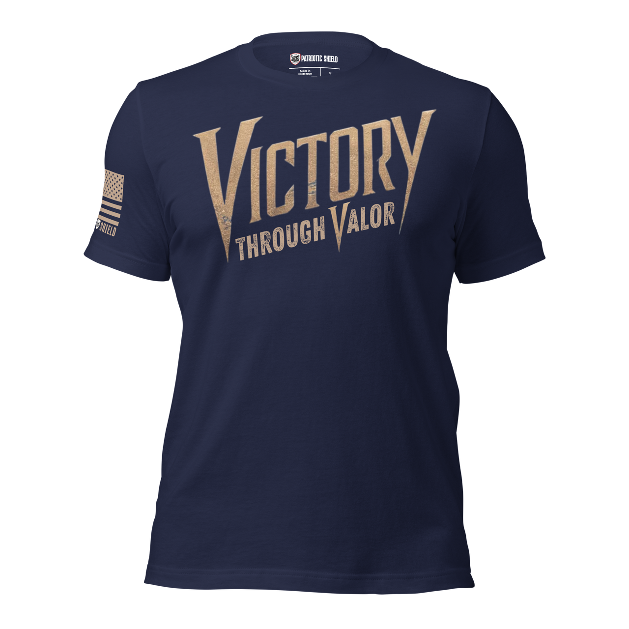 Military-inspired patriotic shirt for freedom defenders. navy