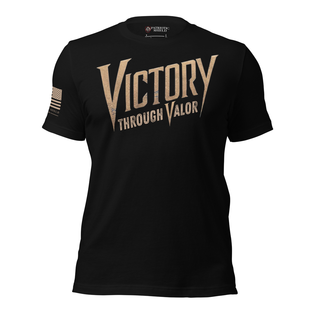 Defiant American strength slogan shirt for patriots. black