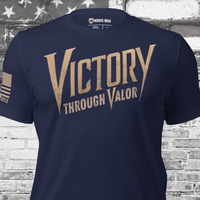 Victory Through Valor patriotic warrior t-shirt for men and women