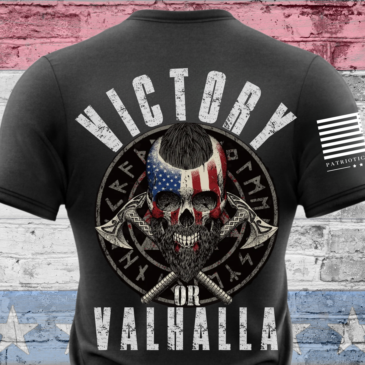 Patriotic Viking warrior t-shirt Victory or Valhalla