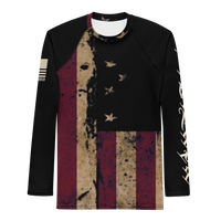 American patriotic swim shirt rash guard with We The People Constitution sleeve