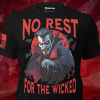 wicked vampire t-shirt no rest for the wicked design