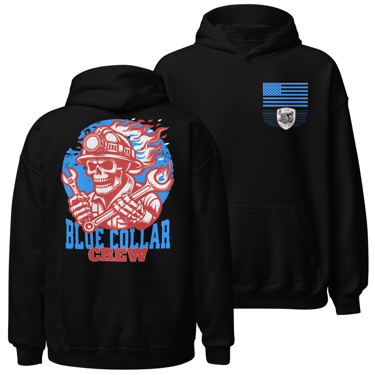 Hardworking Patriot Hoodie for the essential workers of America. black