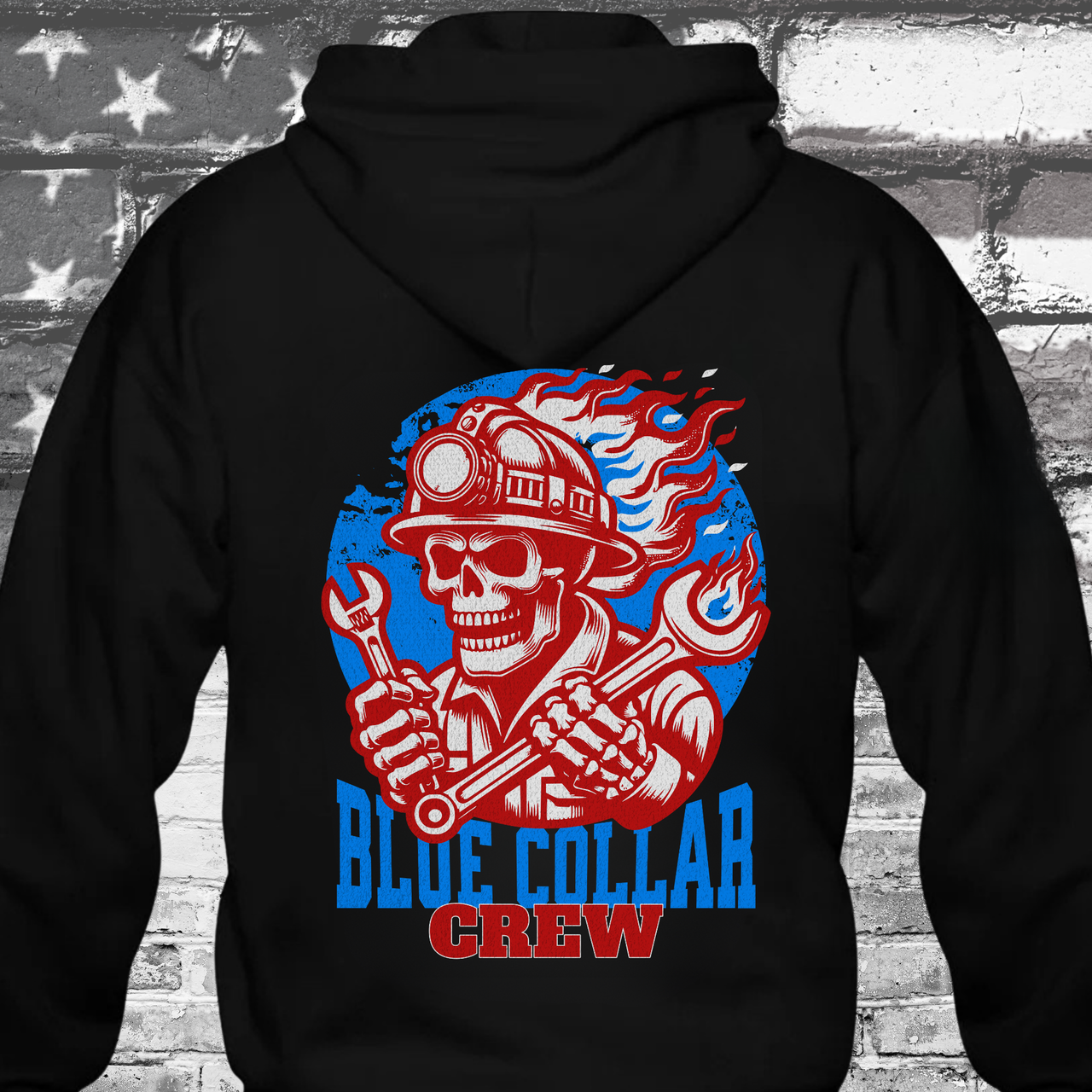 Work Harder Hoodie Blue Collar Crew Patriotic Sweatshirt