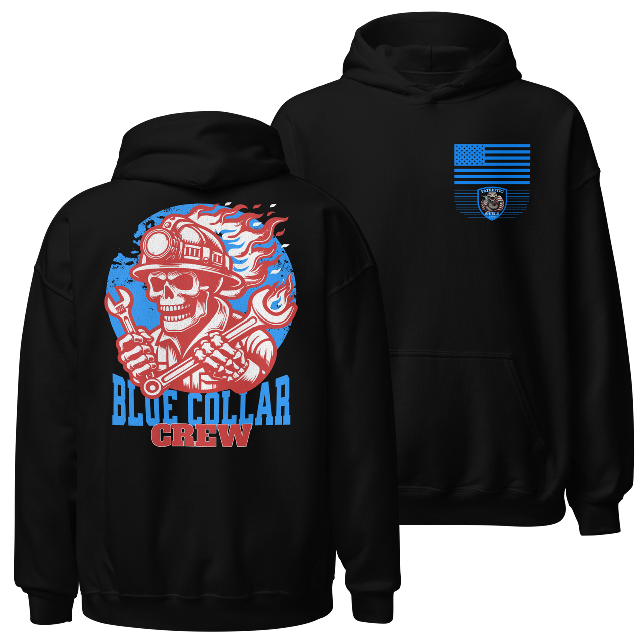 Hardworking Patriot Hoodie for the essential workers of America. black